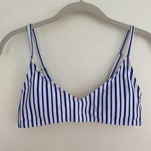 Blue and white stripped bikini set